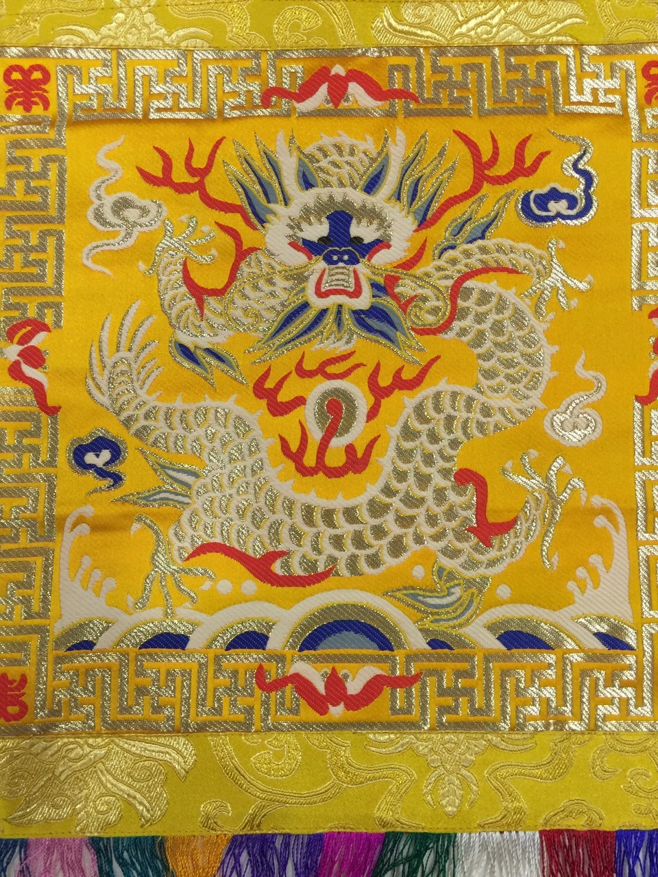 Tibetan Buddhist Yellow Dragon Wall Hanging