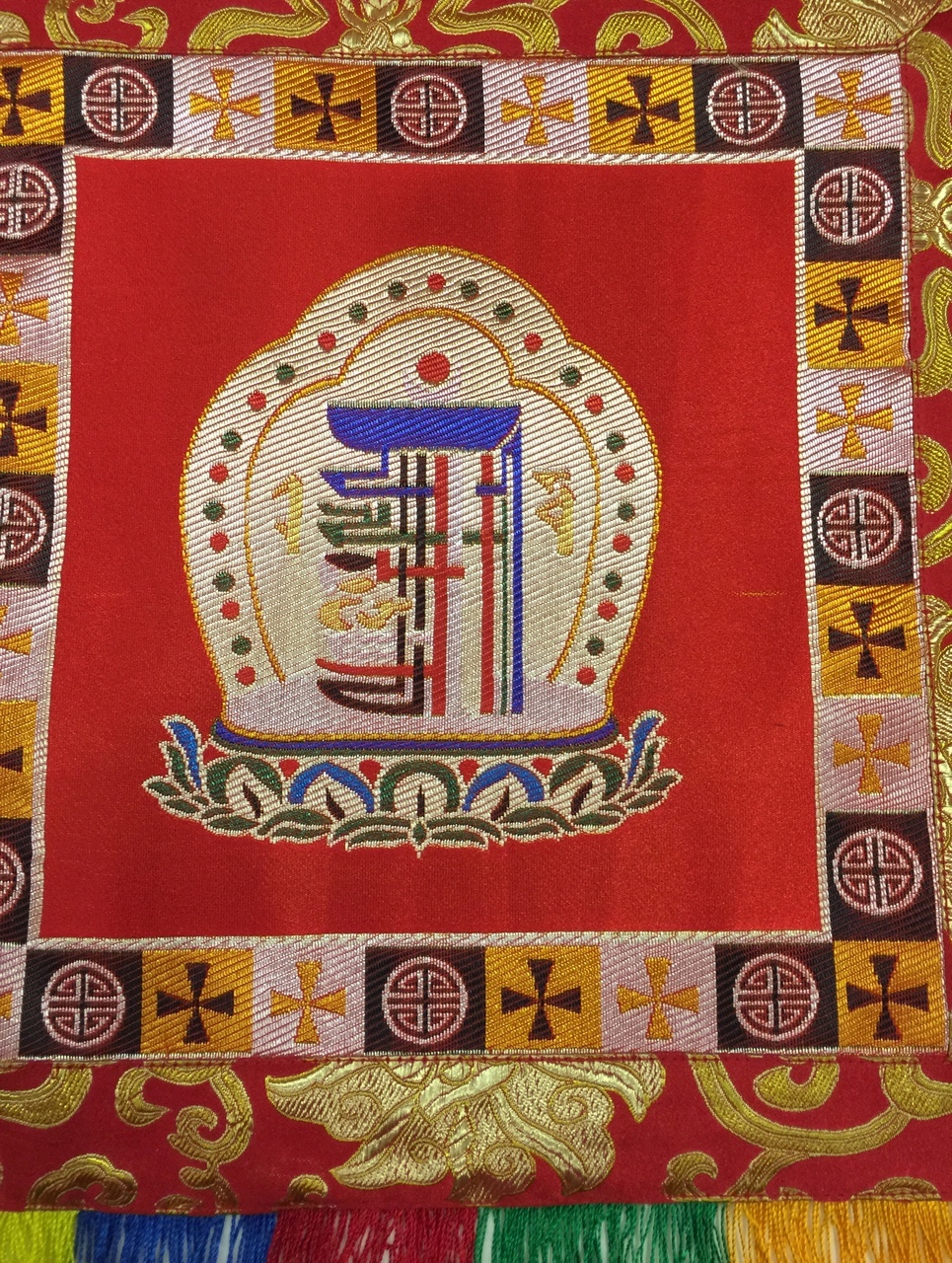 Tibetan Buddhist Red Kalachakra Wall Hanging