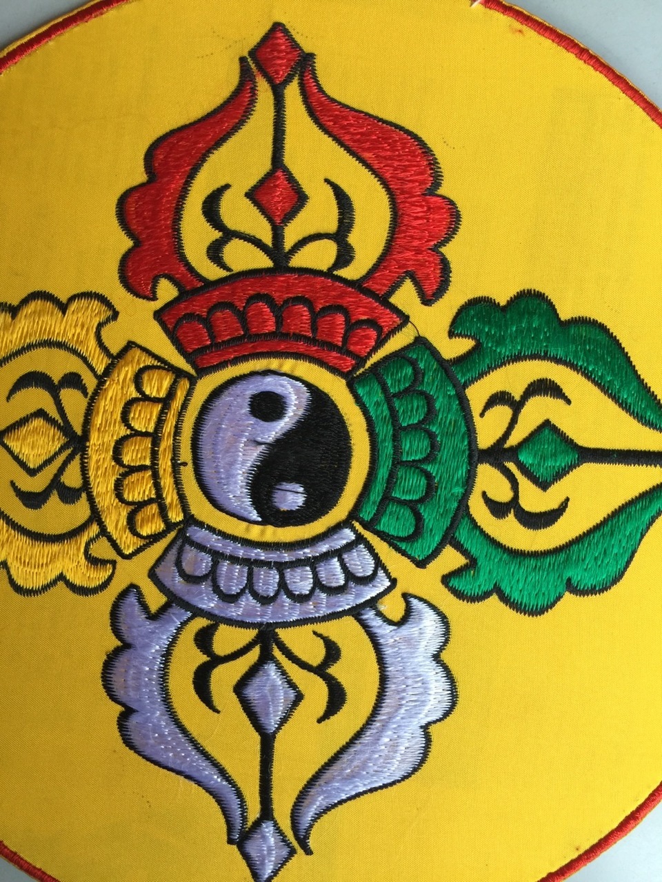 Tibetan Embroided Dorje Round Placemat/Table Cover