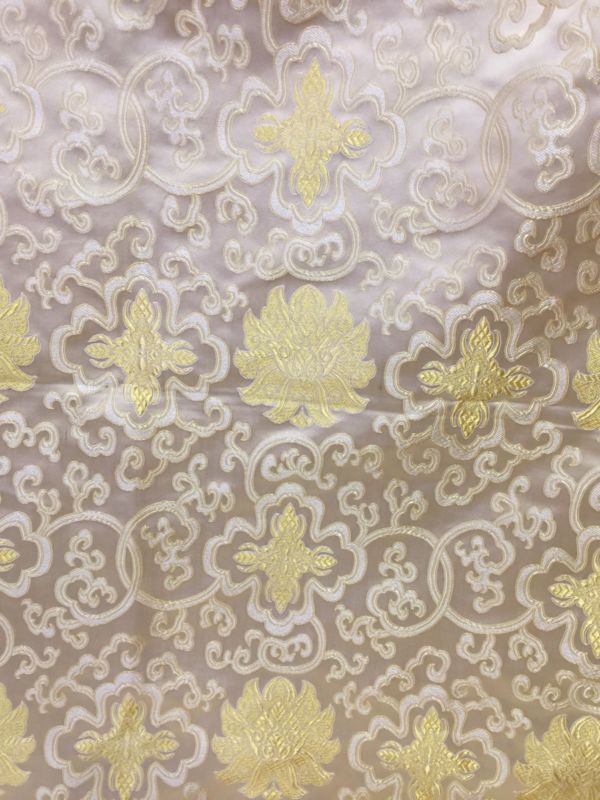 Tibetan Lotus Design White Silk Brocade/fabrics