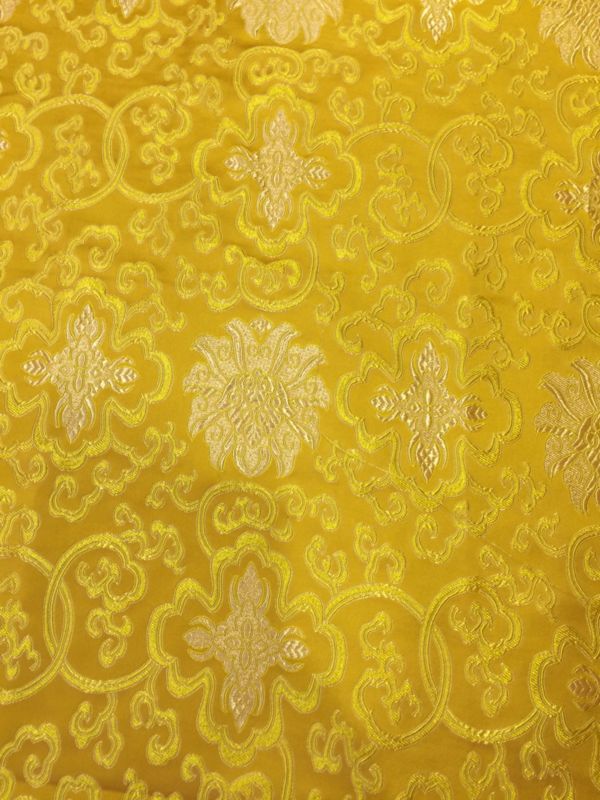 Tibetan Lotus Design Yellow Silk Brocade/fabrics