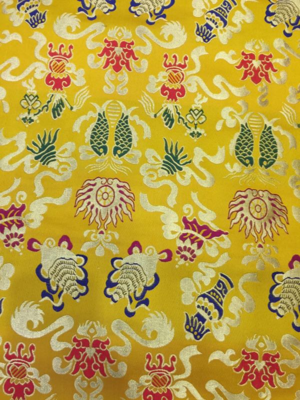 Tibetan Auspicious Symbol Yellow Silk Brocade/fabrics