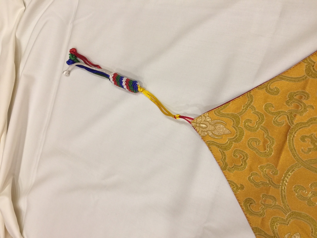 Tibetan Lotus Silk Brocade Runner With Blessed Tassel/Table Cover