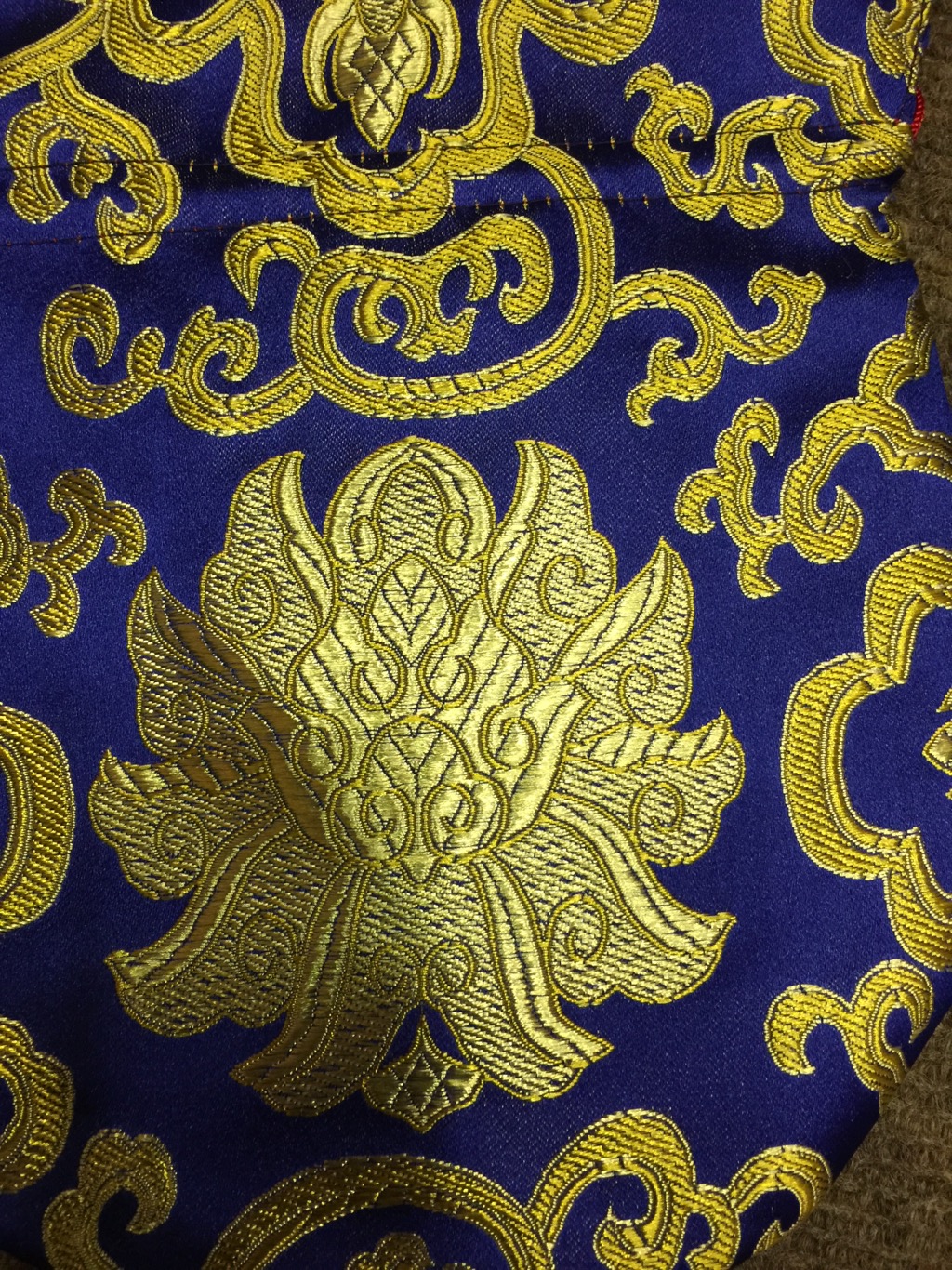 Tibetan Large Size Silk Blue Lotus Mala Bag
