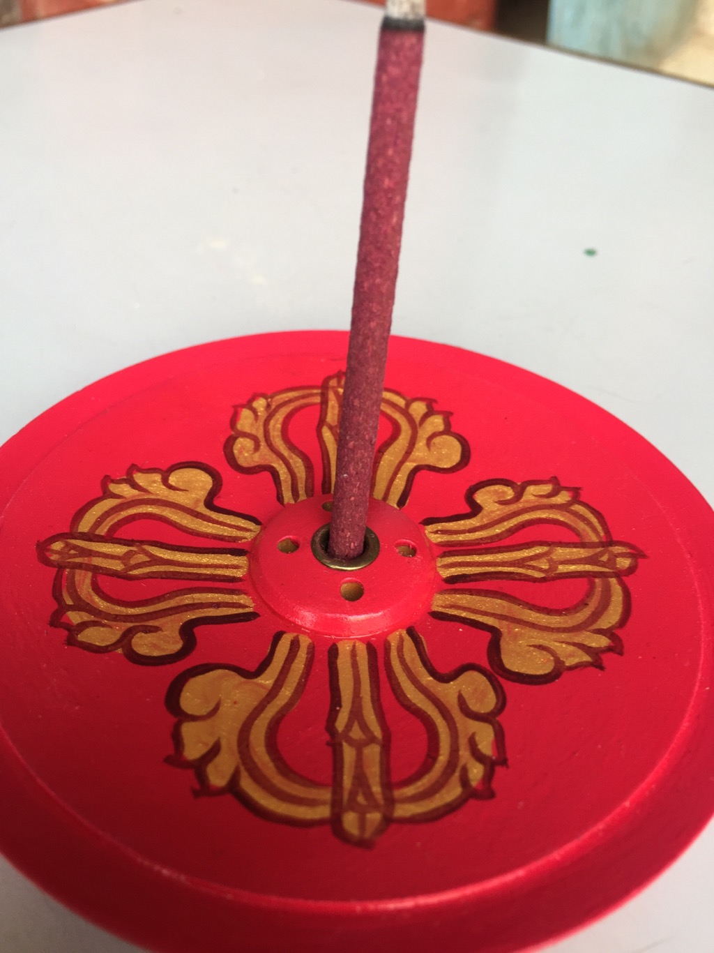 Tibetan Wooden Dorje Incense Holder/Burner