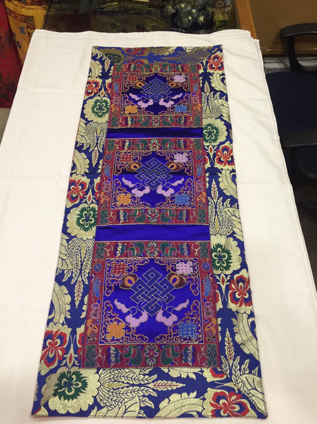 Tibetan Brocade Endless Knot Table Runner/cover