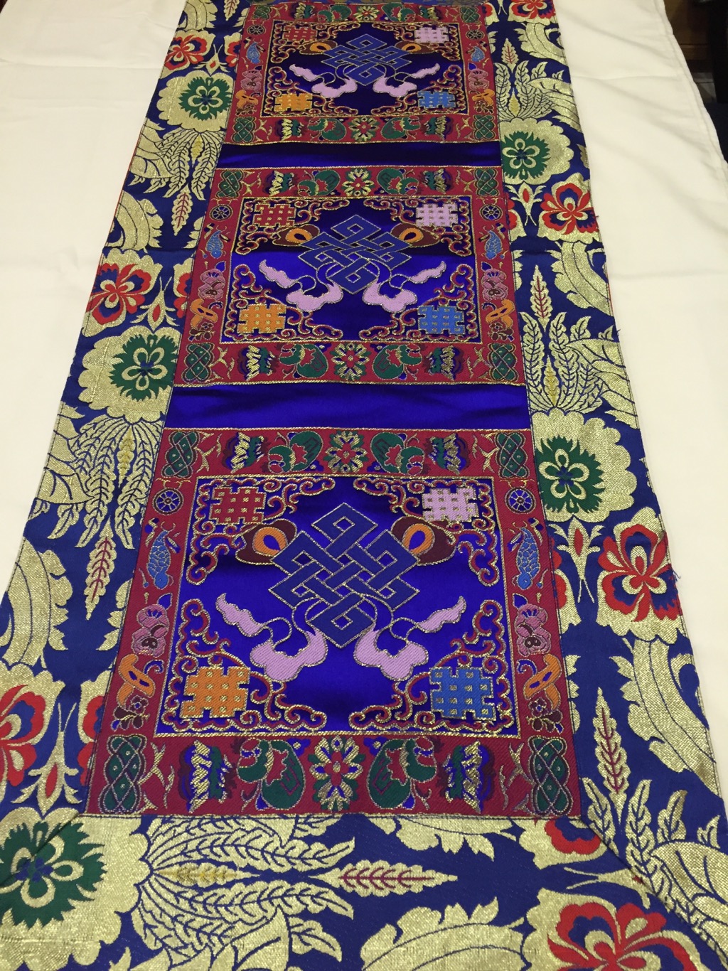 Tibetan Brocade Endless Knot Table Runner/cover