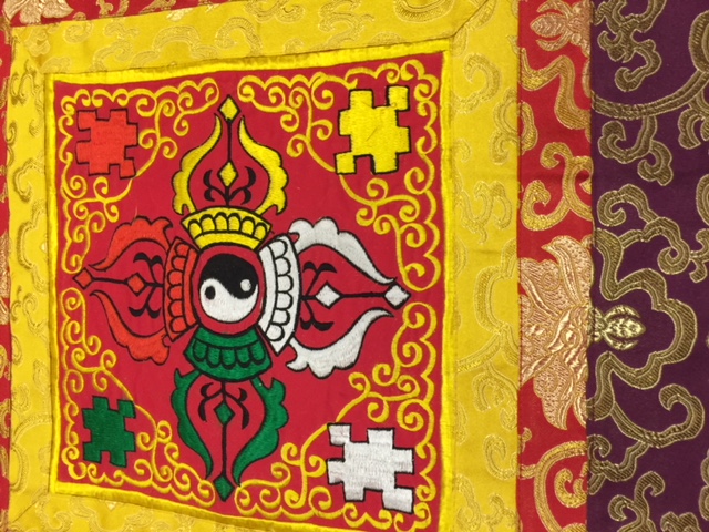 Tibetan Embroided Dorji Small Table Cover/ Cloth