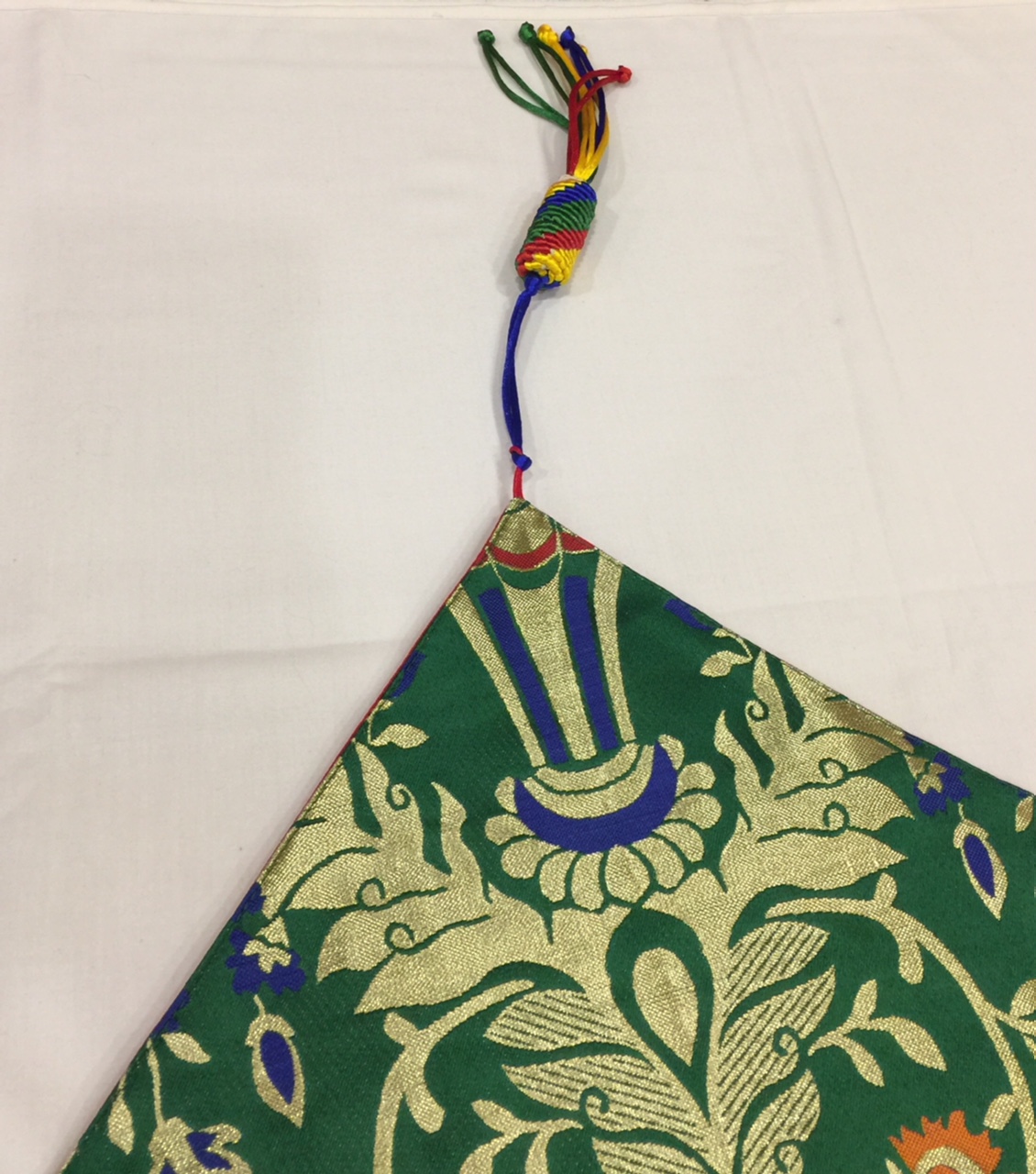 Tibetan Norbu Silk Brocade Runner With Blessed Tassel/Table Cover