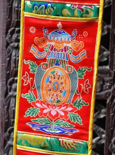 Tibetan Silk Auspicious Symbol Letter Holder