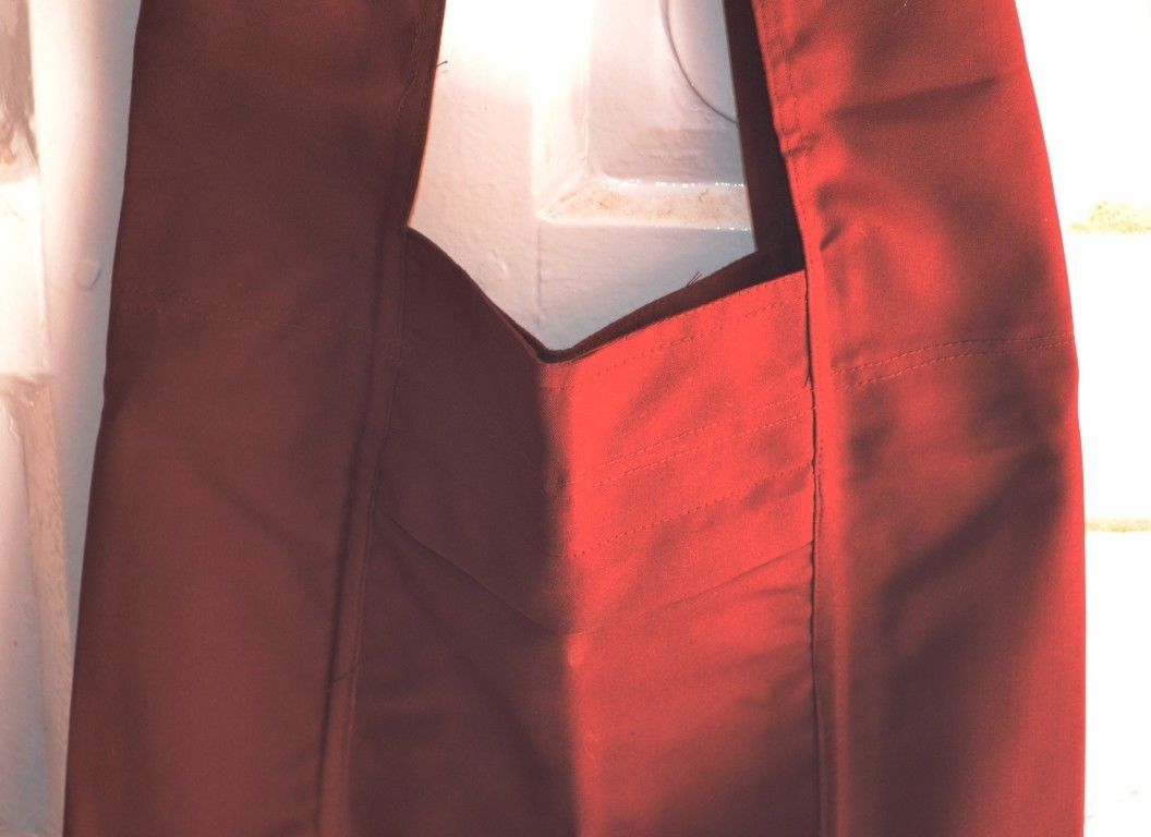 Tibetan Dark Maroon Cotton Shoulder Monk Bag