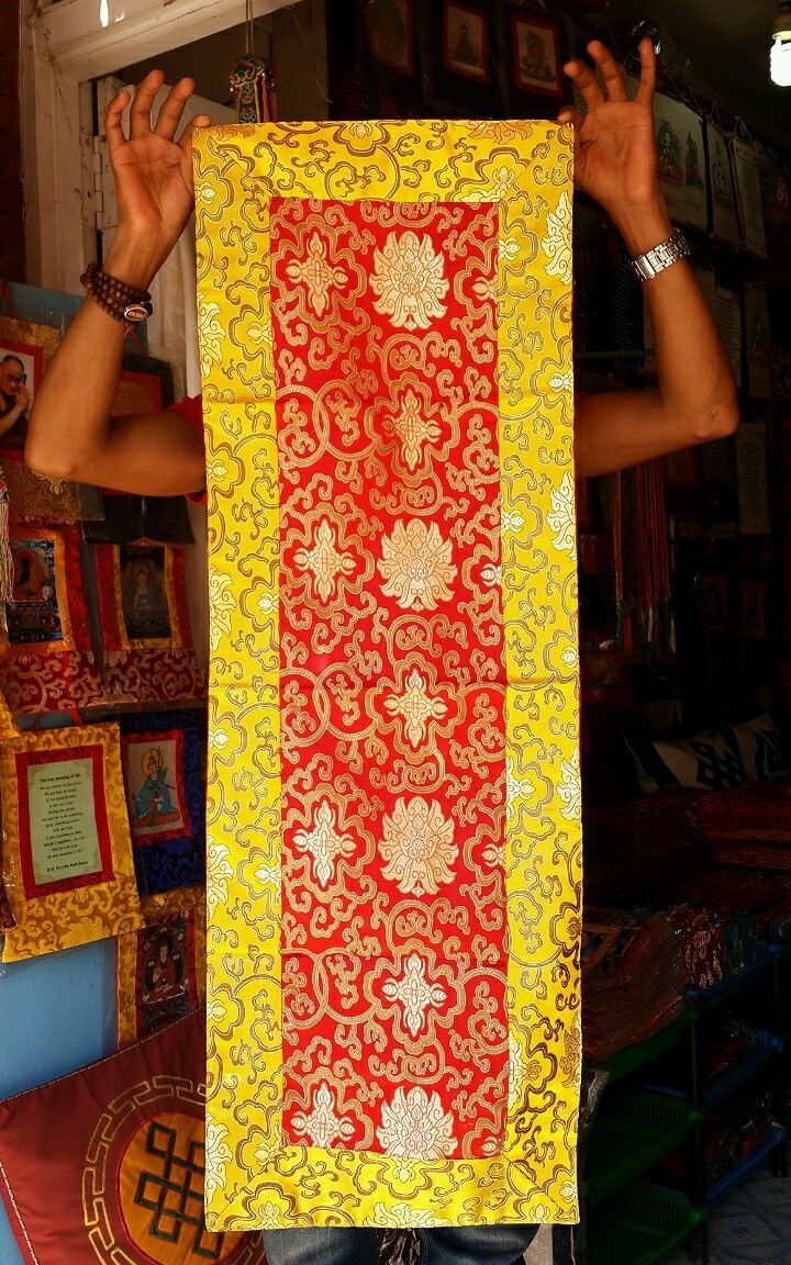 Tibetan Lotus Silk Brocade Table Runner/table Cover