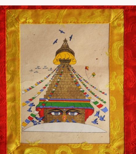 Tibetan Boudhanath Stupa Small Thangka Hand Printed