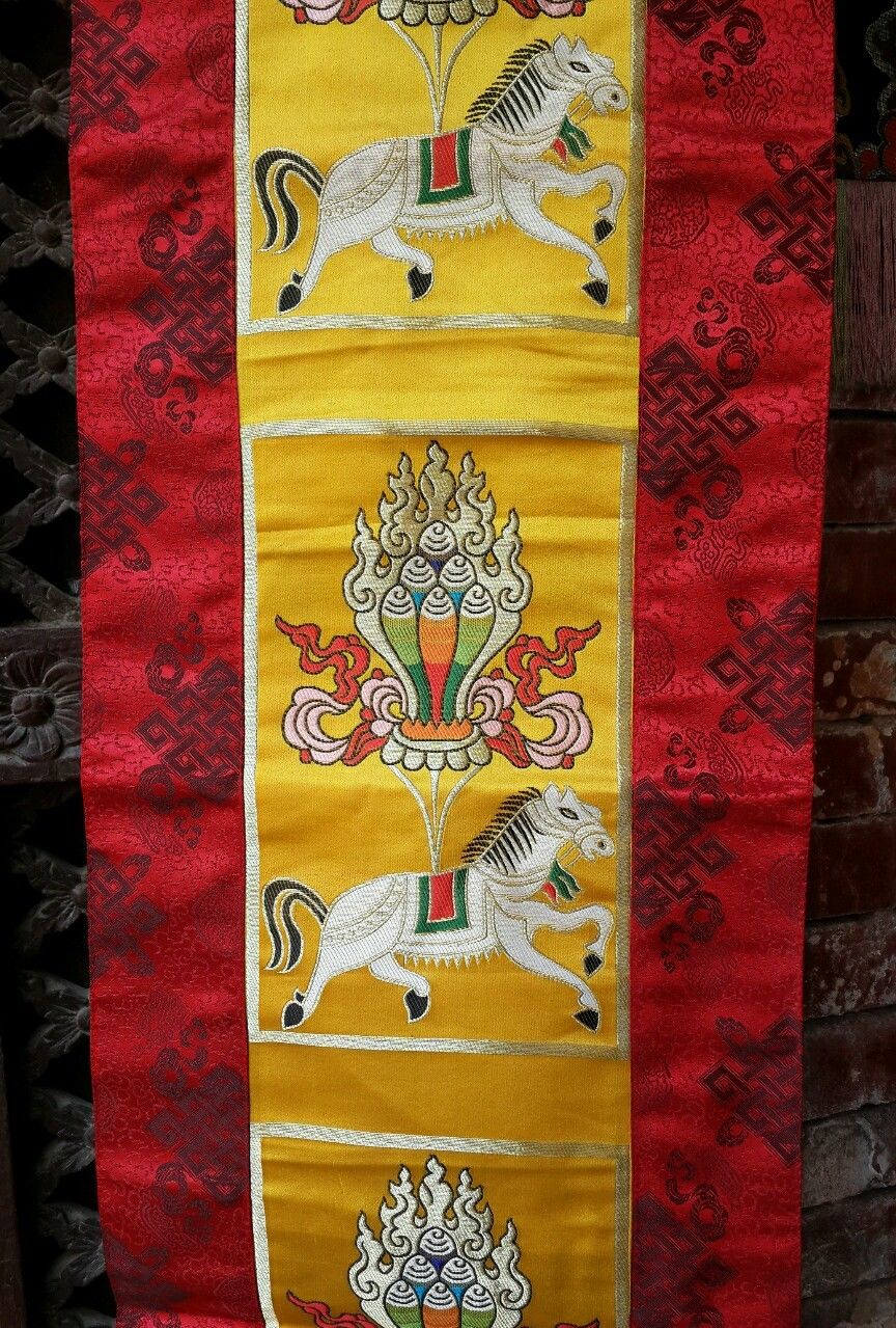 Tibetan Silk Brocade Wind Horse Table Runner