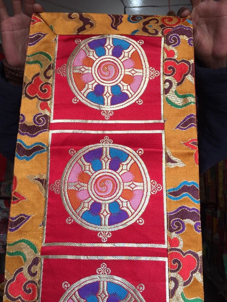 Tibetan Silk Brocade Wheel Of Life Table Runner/cover