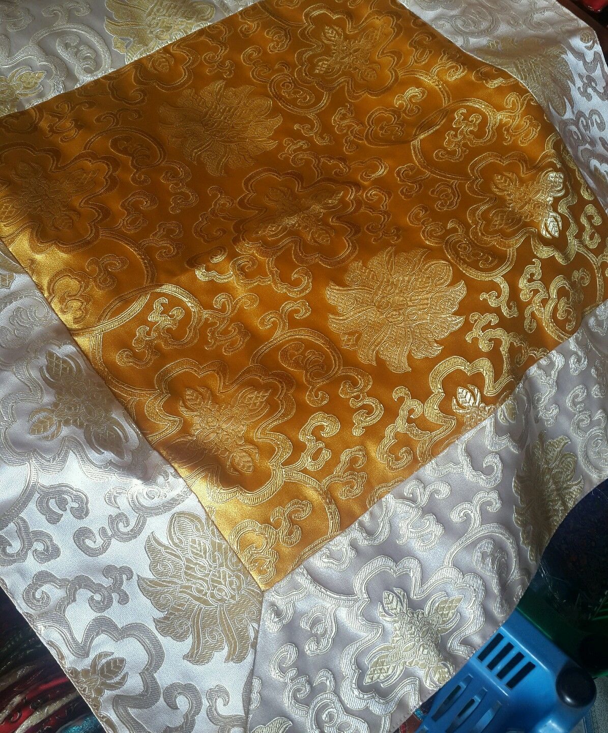 Tibetan Silk Brocade Lotus Design Table Cover