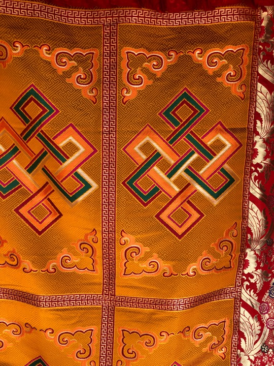 Tibetan Silk Brocade Endless Knot Door Hanging 