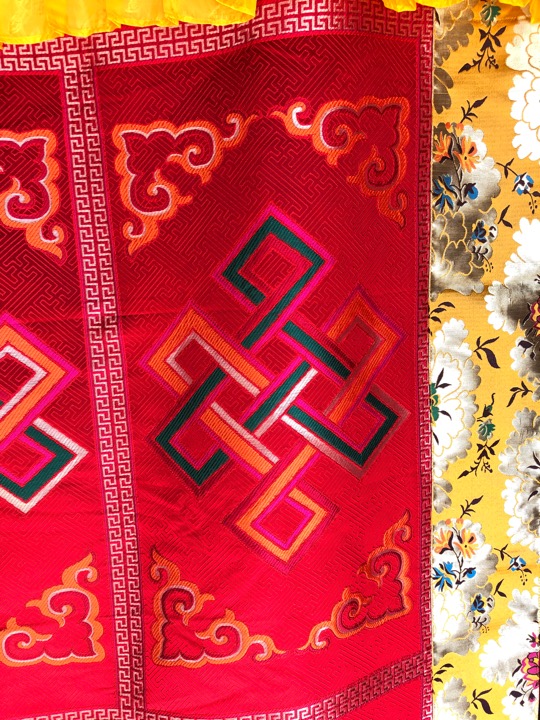 Tibetan Silk Brocade Endless Knot Door Hanging
