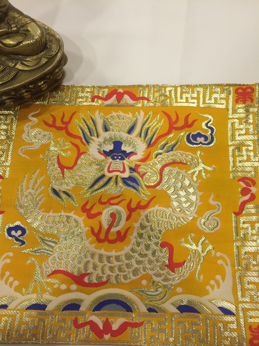 Tibetan Silk Yellow Dragon Placemat / Table Cover