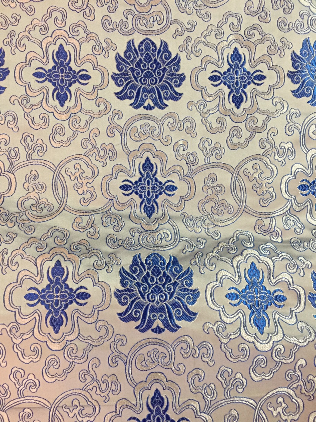 Tibetan Lotus Design Silk Brocade Fabric / Cloth