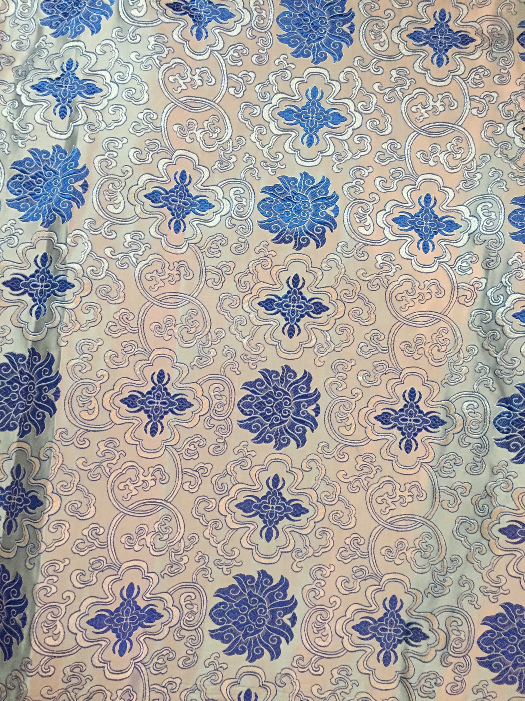 Tibetan Lotus Design Silk Brocade Fabric / Cloth