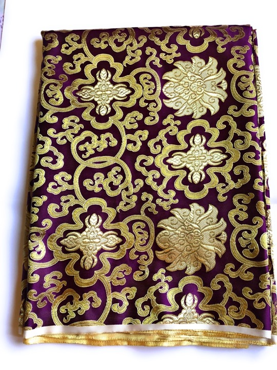 Tibetan Lotus Burgundy Silk Brocade/fabrics