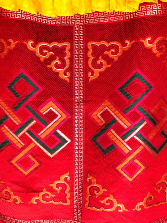 Tibetan Silk Brocade Endless Knot Door Hanging