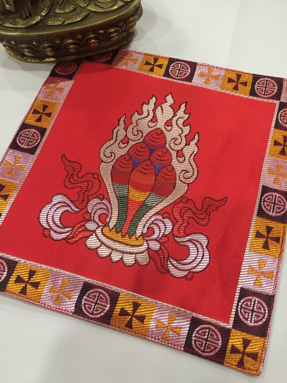 Tibetan Silk Red Norbu Placemat / Table Cover