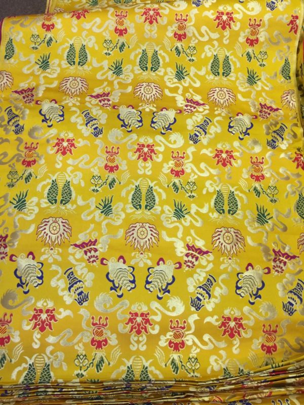 Tibetan Auspicious Symbol Yellow Silk Brocade/fabrics