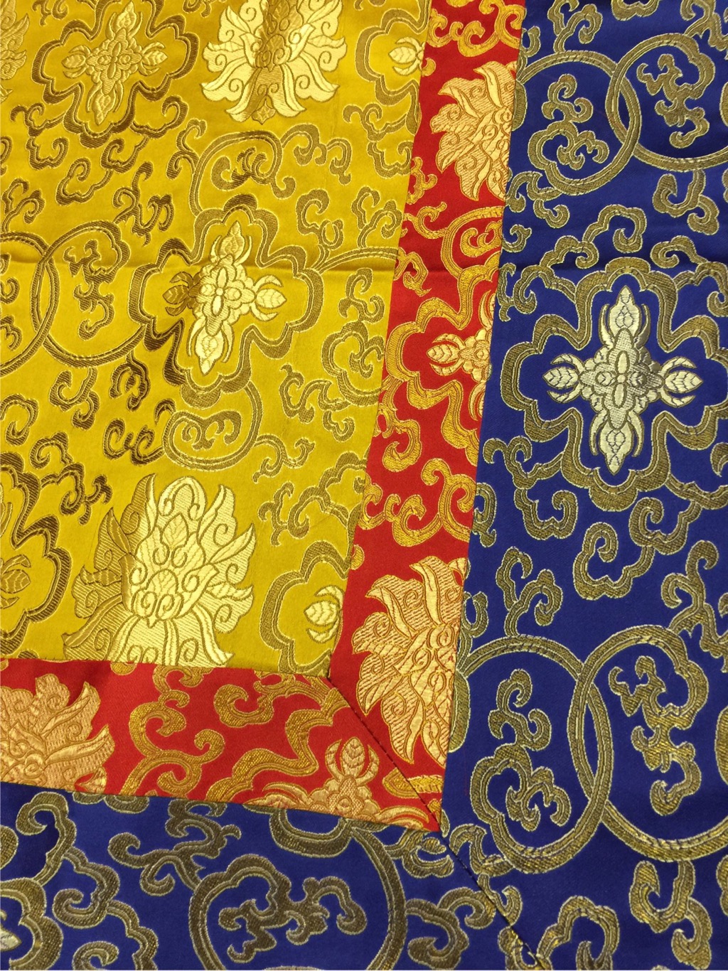  Tibetan Silk Brocade Yellow Shrine Table Cover