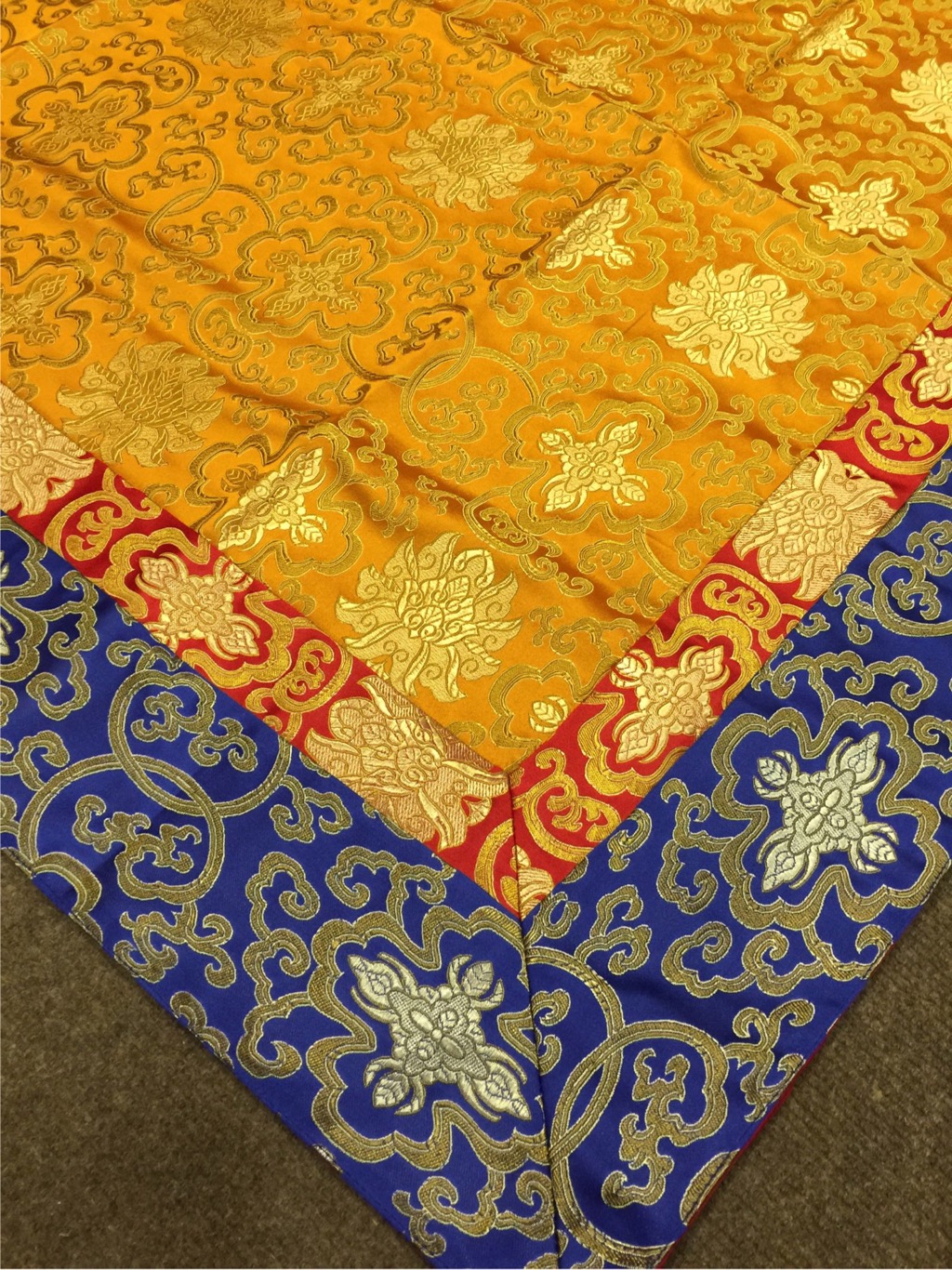  Tibetan Silk Brocade Orange Shrine Table Cover