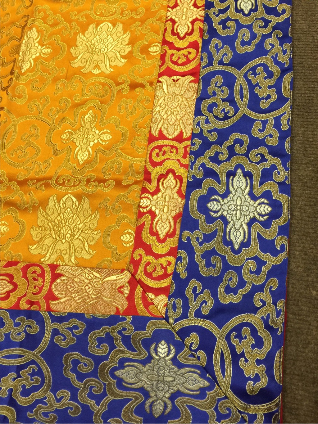  Tibetan Silk Brocade Orange Shrine Table Cover