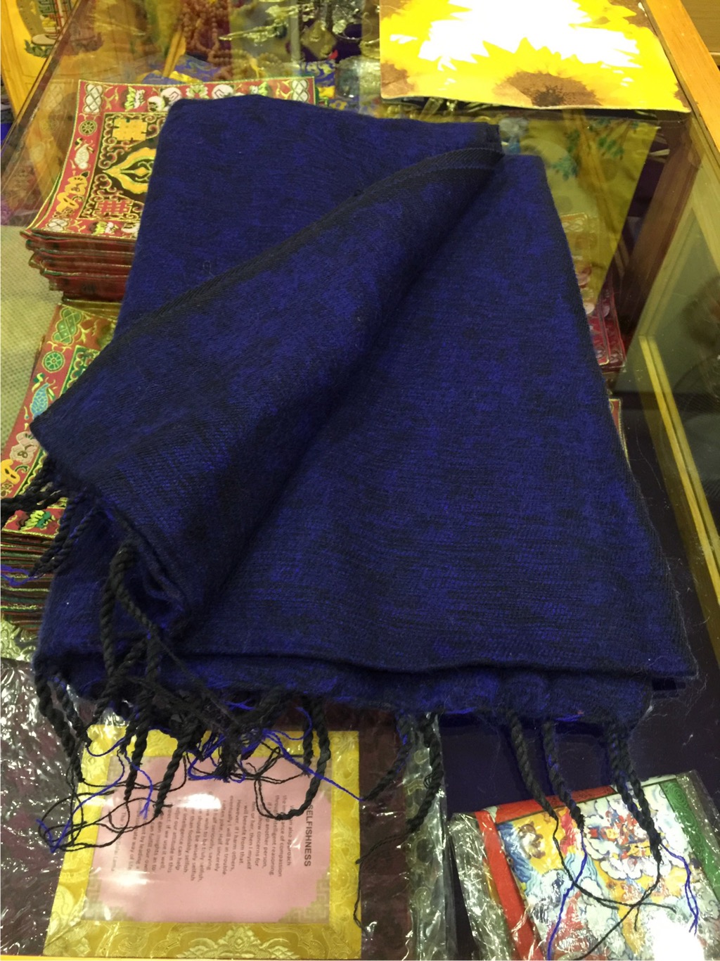 Tibetan Blue Yak Wool Medium Meditation Shawl