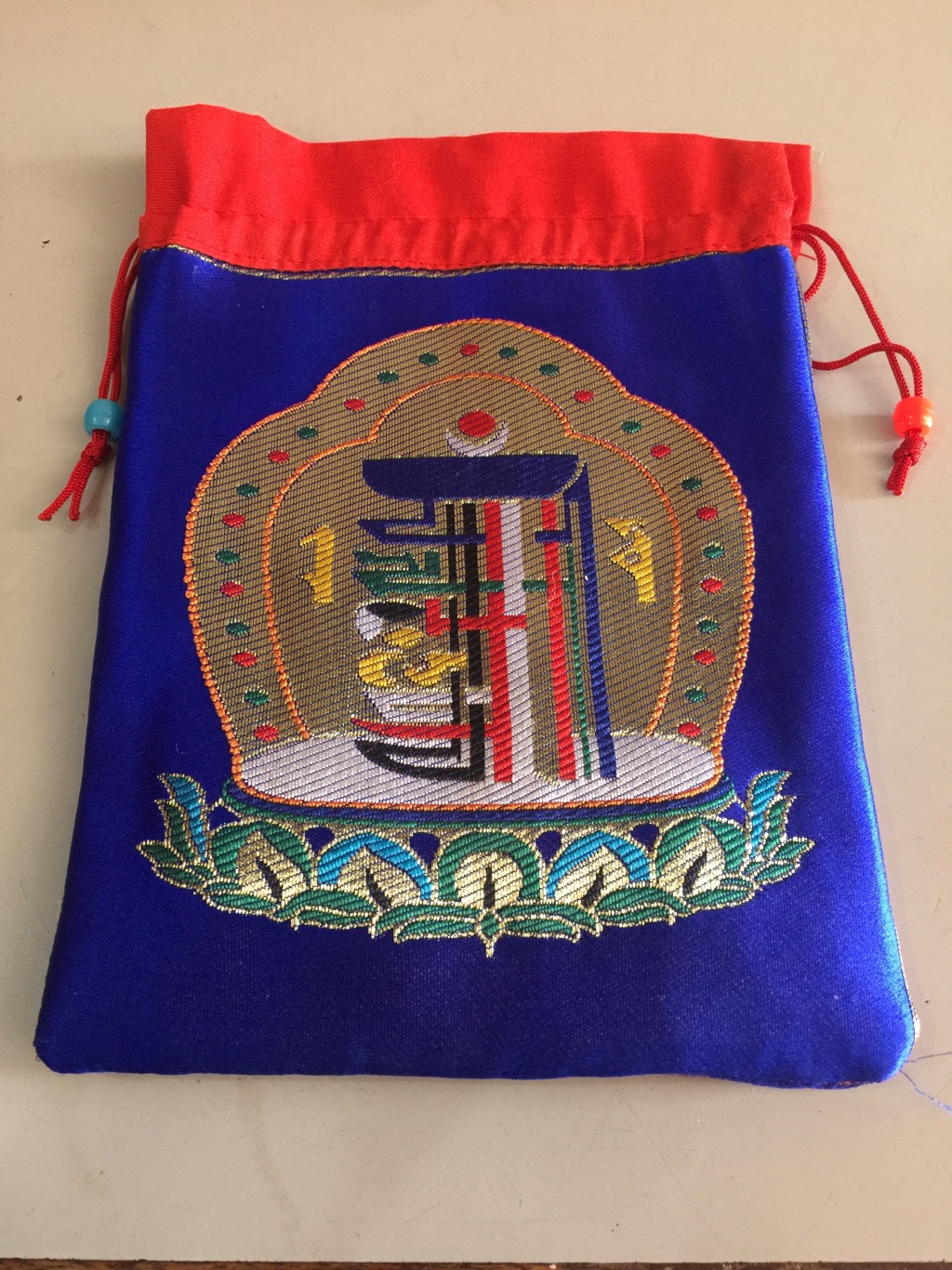 Tibetan Kalachakra Silk Brocade Mala Bag /Pouch