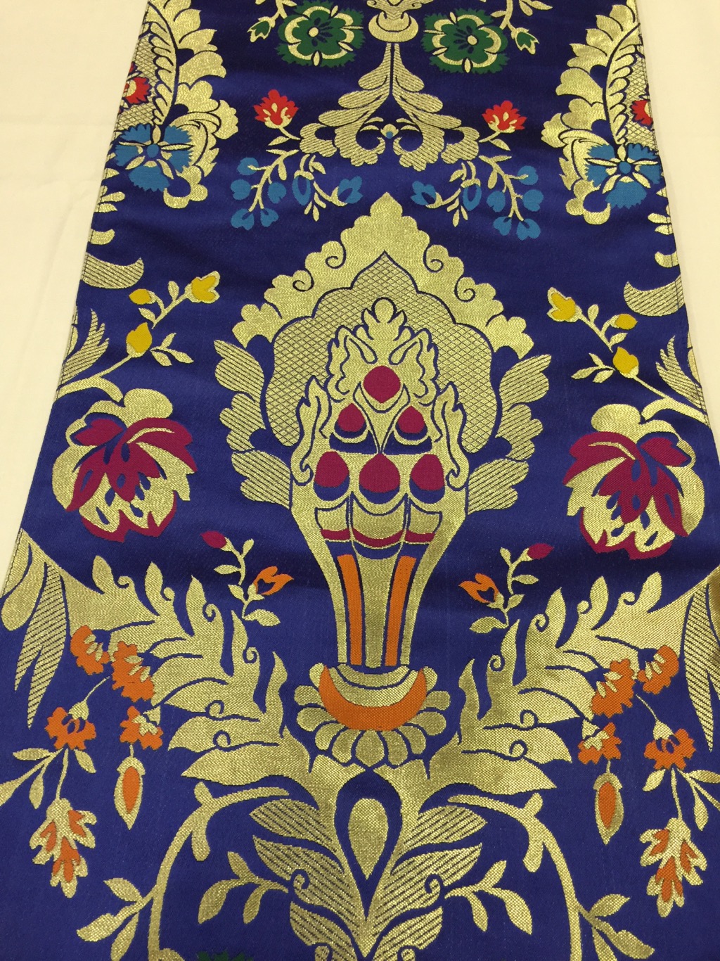 Tibetan Norbu Silk Brocade Runner With Blessed Tassel/Table Cover