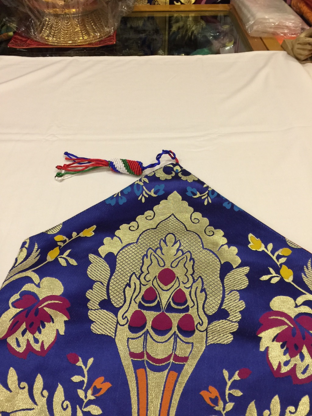 Tibetan Norbu Silk Brocade Runner With Blessed Tassel/Table Cover