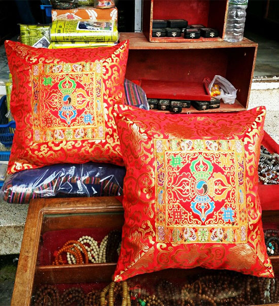 Buddhist pillowcase Vishvadorje made of Tibetan brocade Handmade from Nepal