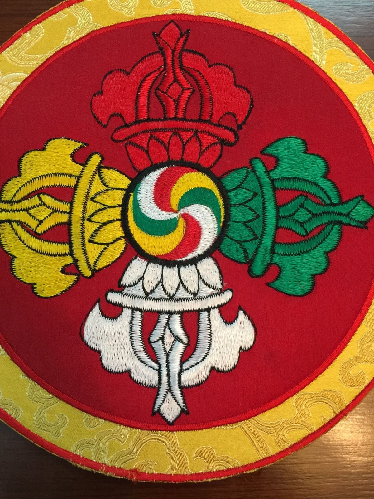 Tibetan Embroided Dorje Round Placemat/Table Cover