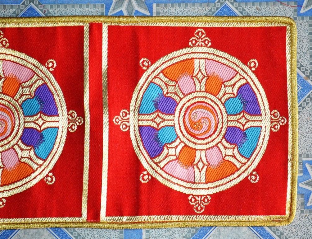 Tibetan Wheel Of Life Silk Table Mat / Altar Cloth