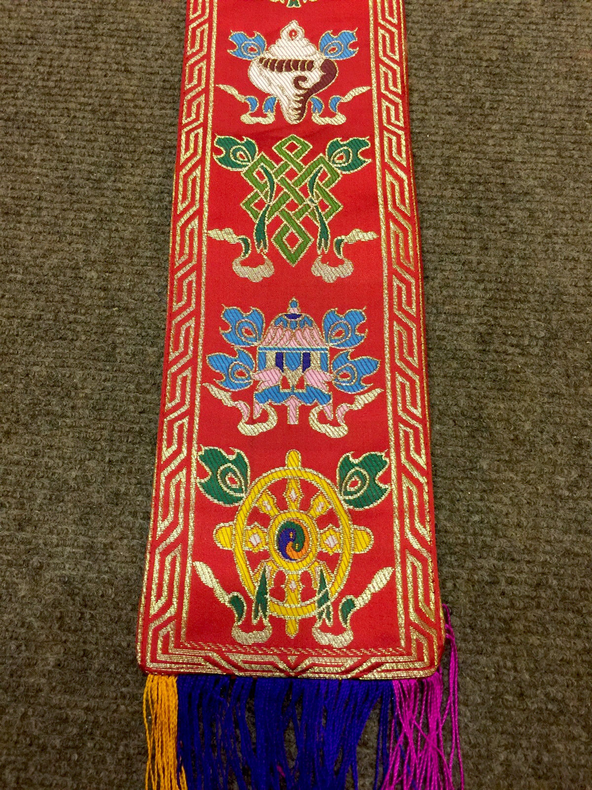 Tibetan Auspicious Symbol Silk Brocade Wall Hanging