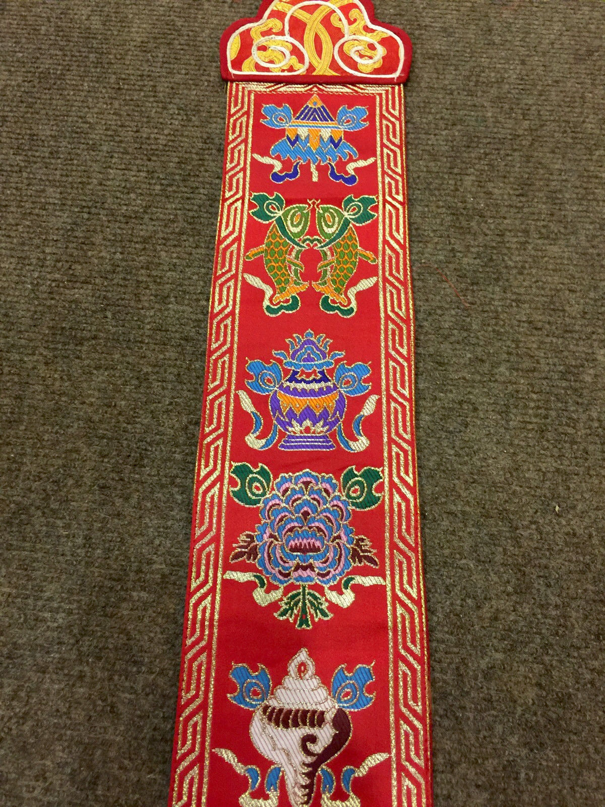 Tibetan Auspicious Symbol Silk Brocade Wall Hanging