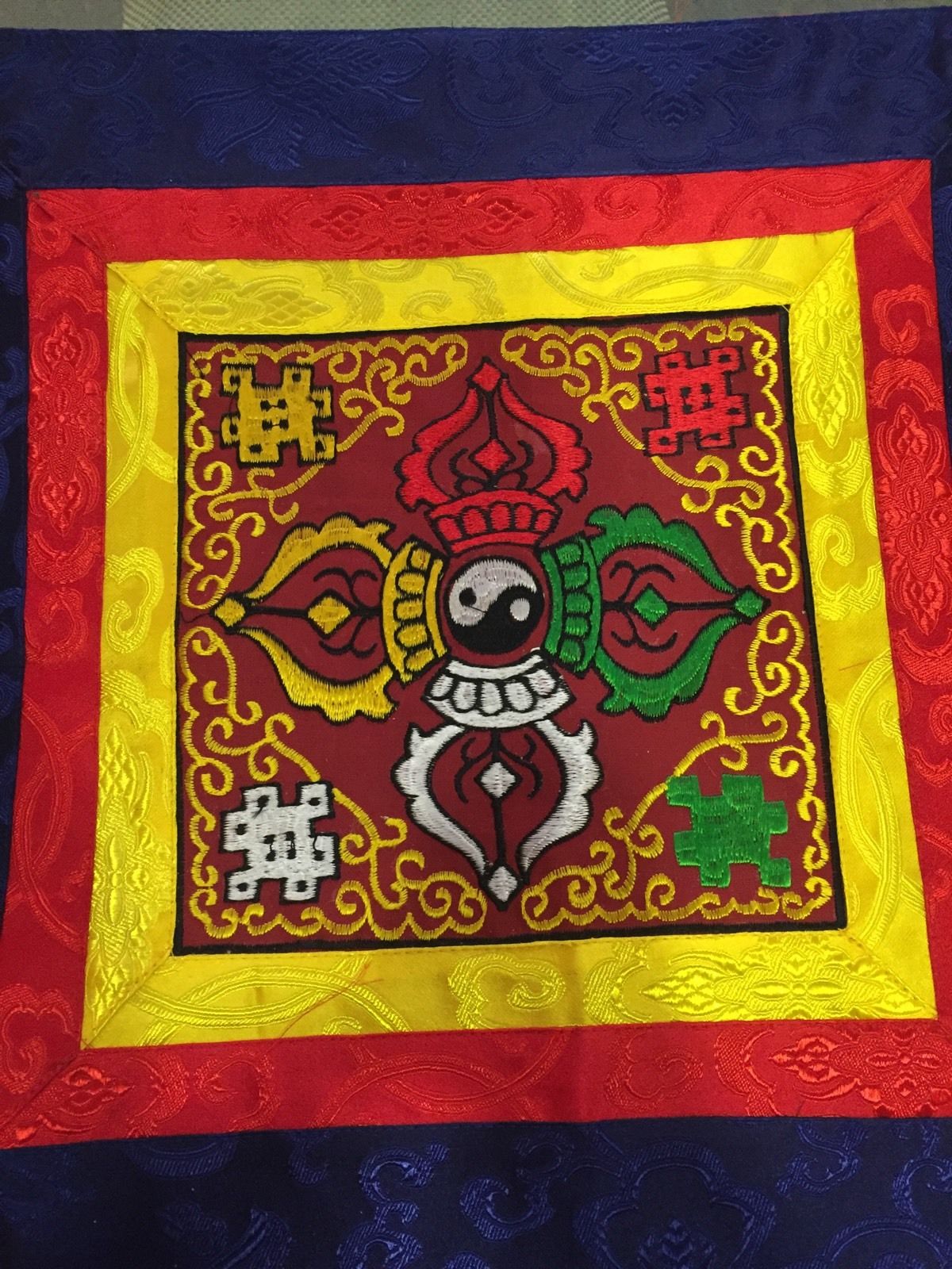 Tibetan Silk Brocade Dorji Embroidered Table Cover