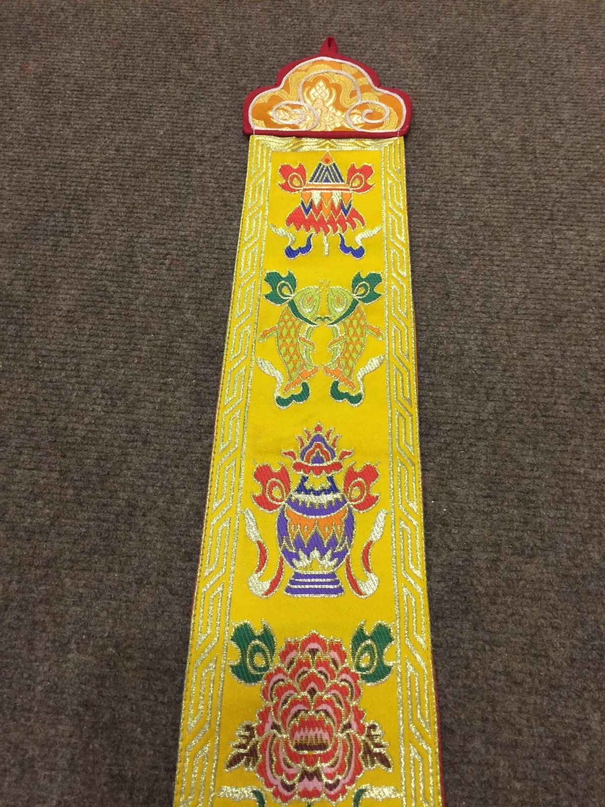 Tibetan Auspicious Symbol Silk Brocade Wall Hanging